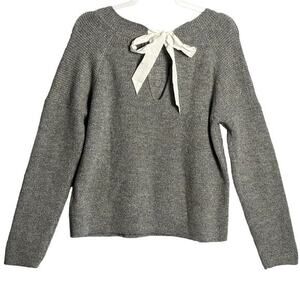 Abercrombie & Fitch Sz L Metallic Keyhole Ribbon Tie Pullover‎ Sweater holiday